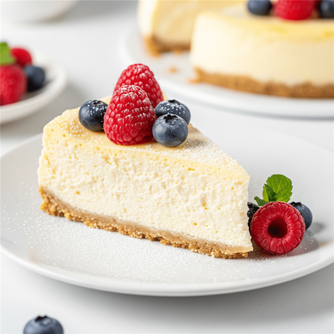 新鮮なベリーを添えたグルテンフリーチーズケーキ