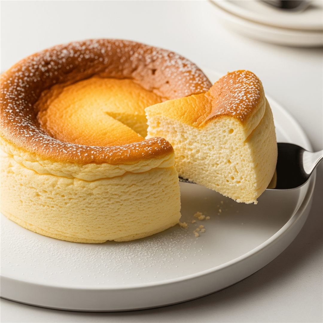 ふんわり軽やかなスフレチーズケーキ一切れ