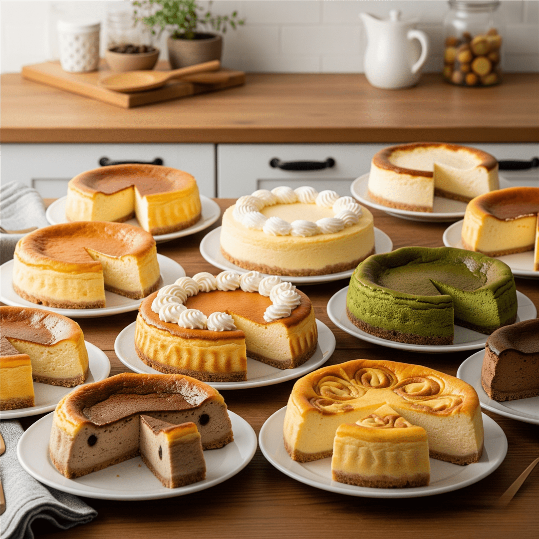 つくばの多様なチーズケーキの魅力的な盛り合わせ